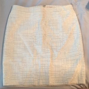 LOFT Cream and Silver Pencil Skirt